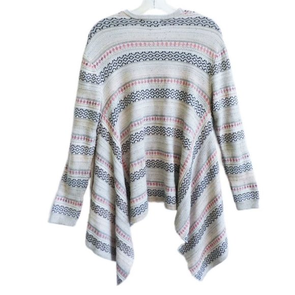 Knox Rose Boho Cardigan Sweater Knit Open Front Shark Bite Geometric Stripes S - Picture 1 of 5